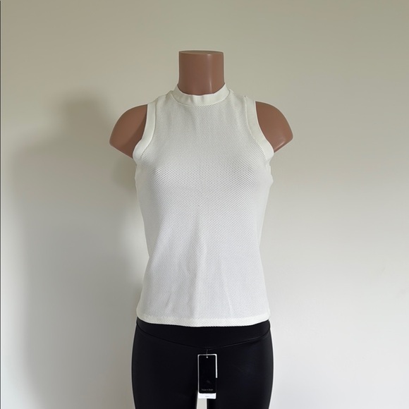 Acne White Textured Tank Top